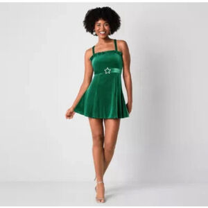 NEW Y2K Johnny Wujek Evergreen Velvet Mini Prom Dress Size S